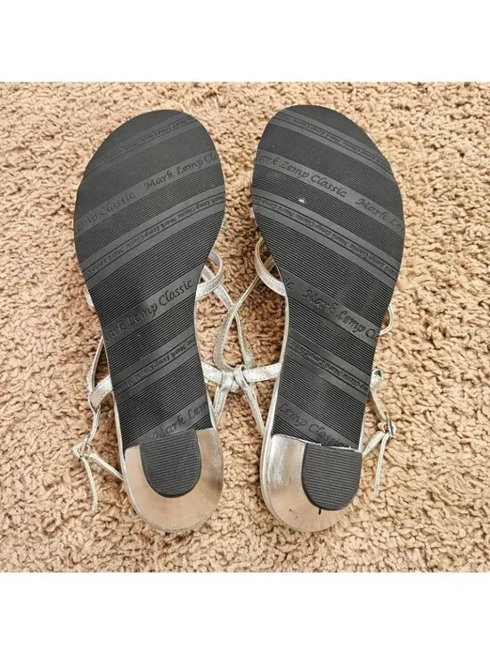 Mark Lemp Strappy Heels Womens 10.5M Classics by Walking Cradles Leash Silver - Picture 4 of 10